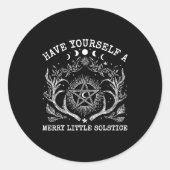 Retro Have Yourself A Merry Little Solstice Yule C Runder Aufkleber (Vorderseite)