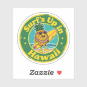 Retro Hawaii Abzeichen-Ananas mit Lei Surfboard Aufkleber (Blatt)