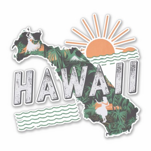 Retro Hawaii Aufkleber (Vorderseite)