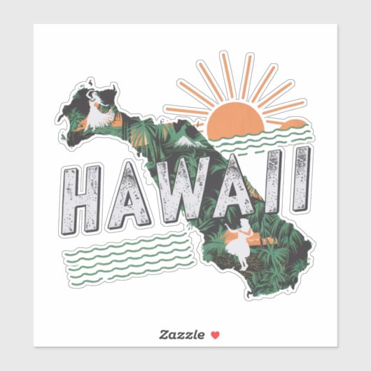 Retro Hawaii Aufkleber (Blatt)