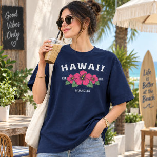 Retro-Hawaii-Hibiskushemd, paradiesische Strandmod Tri-Blend Shirt