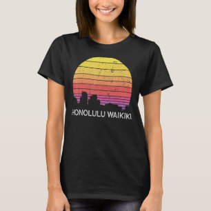 Retro Hawaii Honolulu Waikiki Skyline Vintag Urba T-Shirt