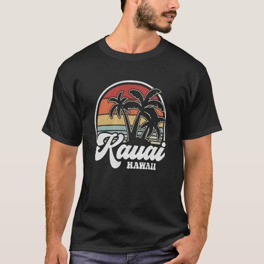 Retro Hawaii Kauai Hawaiian Beach Palm Trees T-Shirt (Vorderseite)
