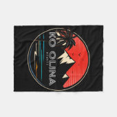 Retro Hawaii Ko Olina Wave Surfen Fleecedecke (Vorderseite (Horizontal))