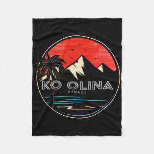 Retro Hawaii Ko Olina Wave Surfen  Fleecedecke