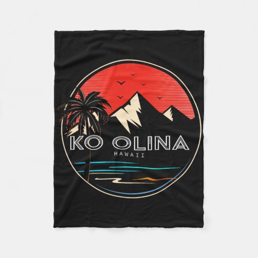 Retro Hawaii Ko Olina Wave Surfen Fleecedecke (Vorderseite)