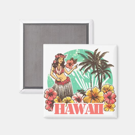 Retro Hawaii Magnet (Vorderseite/Rückseite)
