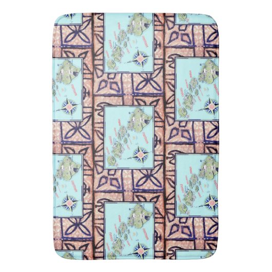 Retro Hawaii Map Badematte (Vorderseite Vertikal)