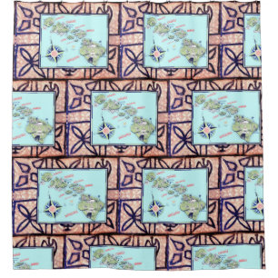 Retro Hawaii Map Duschvorhang