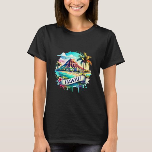 Retro Hawaii Map T-Shirts – Vintage usa map (Vorderseite)