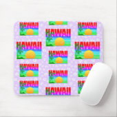 Retro Hawaii Sunset Beach Lila Hibiskus Mousepad (Mit Mouse)
