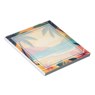 Retro Hawaii Tropischer Urlaub Strand Notizblock