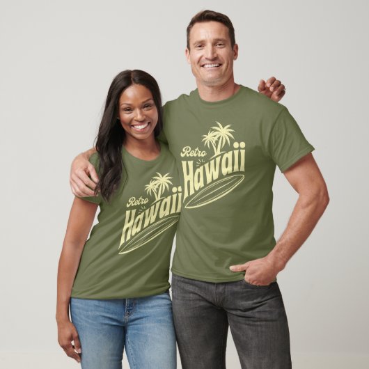 Retro Hawaii Vibes with Palm Trees and Surfboard  T-Shirt (Unisex)