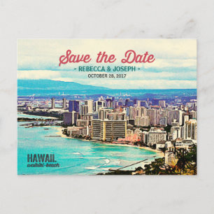 Retro Hawaii Waikiki Beach Foto Save the Date Ankündigungspostkarte