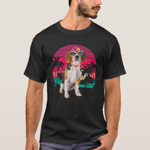 Retro Hawaiian Beagle Dog Tropical Palm Tremer Som T-Shirt