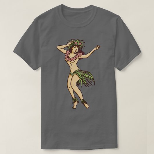 Retro Hawaiian Hula Girl Dancer 1 T-Shirt (Design vorne)