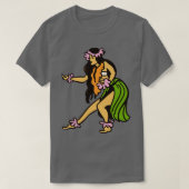 Retro Hawaiian Hula Girl Illustration T-Shirt (Design vorne)