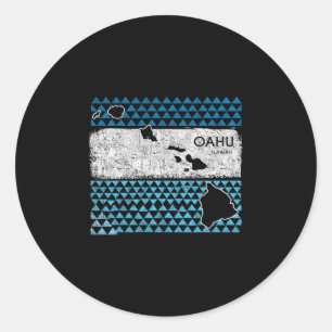 Retro Hawaiian Insel Oahu Hawaii Vulkan Urlaub Runder Aufkleber