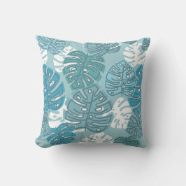 Retro Hawaiian Monstera Leaf Coole Blues Kissen