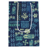 Retro Hawaiian Tiki Icons Mittlere Geschenktüte (Rückseite)