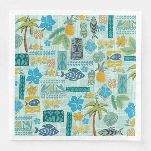Retro Hawaiian Tiki Tropix Serviette (Vorderseite)