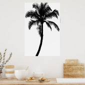 Retro Hawaiian Tropical Palm Tree Silhouette Black Poster (Küche)