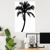 Retro Hawaiian Tropical Palm Tree Silhouette Black Poster (Heimbüro)