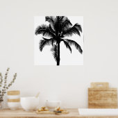 Retro Hawaiian Tropical Palm Tree Silhouette Black Poster (Küche)