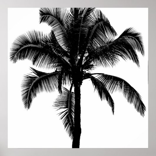 Retro Hawaiian Tropical Palm Tree Silhouette Black Poster (Vorne)