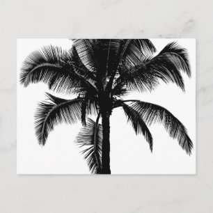 Retro Hawaiian Tropical Palm Tree Silhouette Black Postkarte