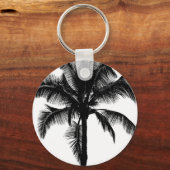 Retro Hawaiian Tropical Palm Tree Silhouette Black Schlüsselanhänger (Vorderseite)