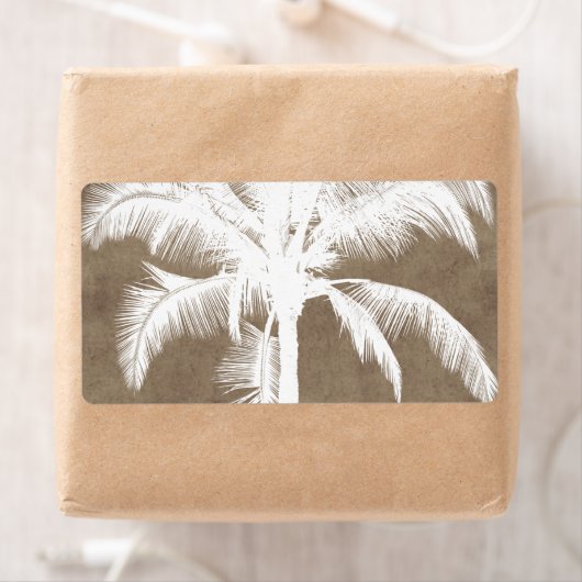 Retro Hawaiian Tropical Palm Tree Silhouette White (Insitu)