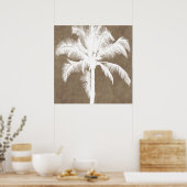 Retro Hawaiian Tropical Palm Tree Silhouette White Poster (Küche)