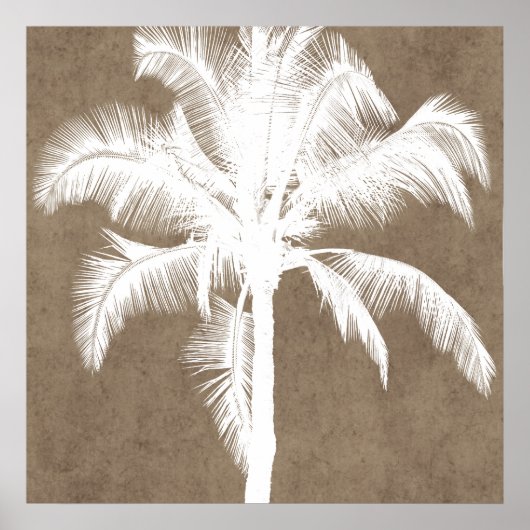 Retro Hawaiian Tropical Palm Tree Silhouette White Poster (Vorne)