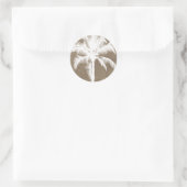 Retro Hawaiian Tropical Palm Tree Silhouette White Runder Aufkleber (Tasche)