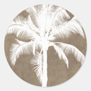 Retro Hawaiianische Tropische Palmenbaum-Silhouett Runder Aufkleber