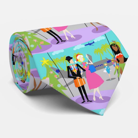 Retro hawaiische WeihnachtsKrawatte Krawatte (Gerollt)