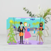 Retro hawaiische WeihnachtsParty Einladung (Stehend Vorderseite)