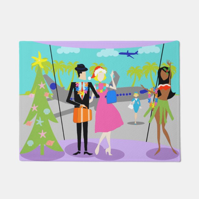Retro hawaiische Weihnachtstür-Matte Fußmatte (Vorderseite)