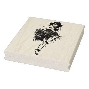 Retro hawaiischer Tänzer-Gummikunst-Briefmarke Gummistempel