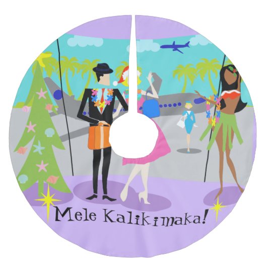 Retro hawaiischer Weihnachtsbaum-Rock Polyester Weihnachtsbaumdecke (Vorderseite)