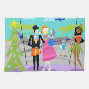 Retro hawaiisches WeihnachtsGeschirrtuch Geschirrtuch