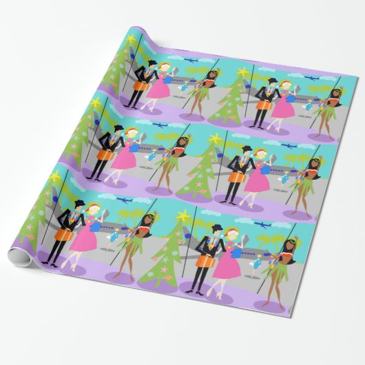 Retro hawaiisches WeihnachtsPackpapier Geschenkpapier (Ungerollt)