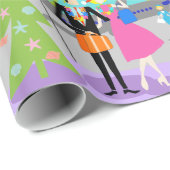 Retro hawaiisches WeihnachtsPackpapier Geschenkpapier (Rolleneckpunkt)
