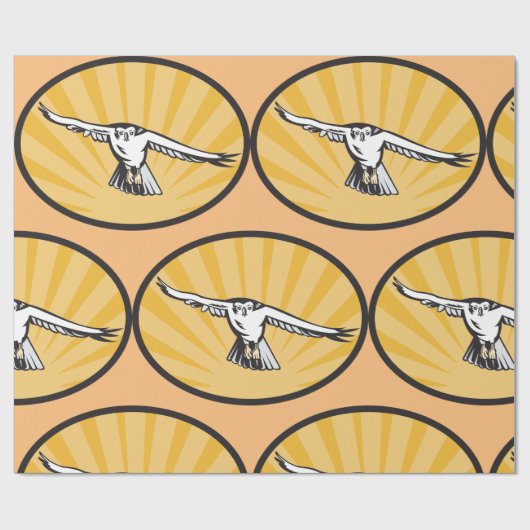 Retro Hawk Flying Geschenkpapier (Flach)