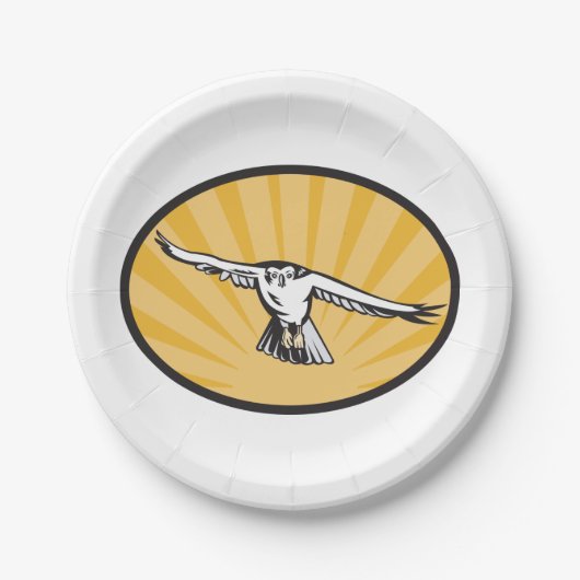 Retro Hawk Flying Pappteller (Vorderseite)