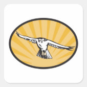 Retro Hawk Flying Quadratischer Aufkleber (Vorderseite)