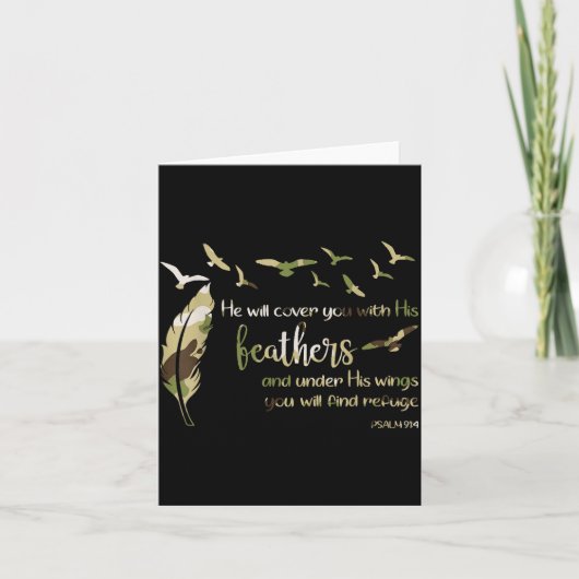 Retro He Will Cover You With His Beathers Jesus Re Karte (Vorderseite)