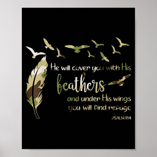 Retro He Will Cover You With His Beathers Jesus Re Poster (Vorne)