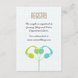 Retro Headphones Heart Music Wedding Red and Black Begleitkarte